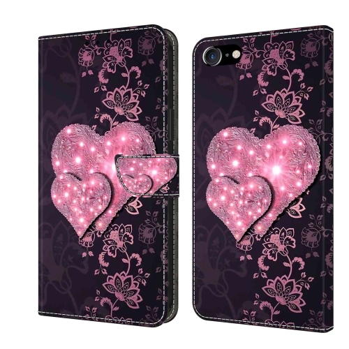 

For iPhone 6 Plus / 7 Plus / 8 Plus Crystal 3D Shockproof Protective Leather Phone Case(Lace Love)