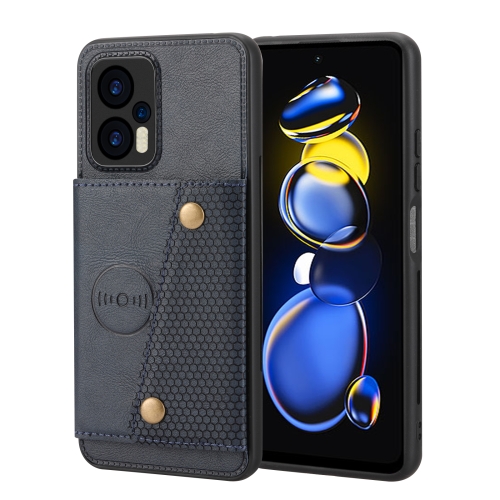 

For Xiaomi Redmi Note 12 Turbo/Poco F5 Double Buckle Card Slots Magnetic Phone Case(Blue)
