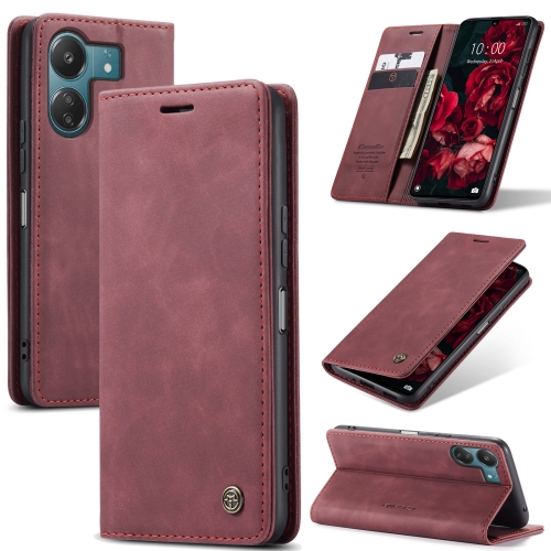 

For Xiaomi Redmi 13C 4G Global / 13C 5G CaseMe 013 Multifunctional Horizontal Flip Leather Phone Case(Wine Red)