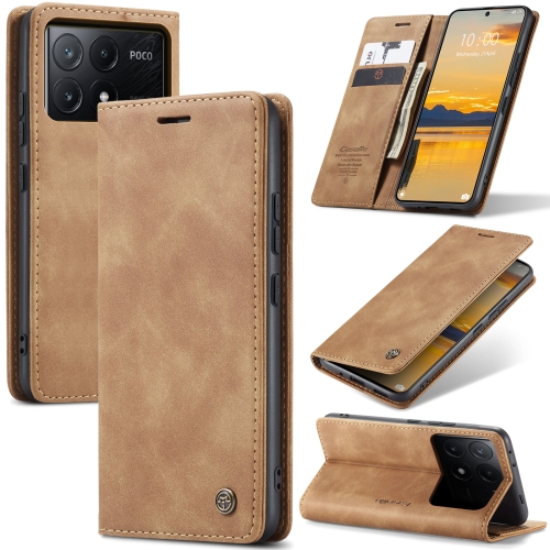 

For Xiaomi Redmi K70E 5G CaseMe 013 Multifunctional Horizontal Flip Leather Phone Case(Brown)