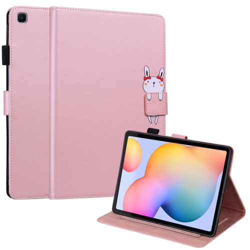 

For Samsung Galaxy Tab S6 Lite Cartoon Buckle Leather Tablet Case(Rose Gold)