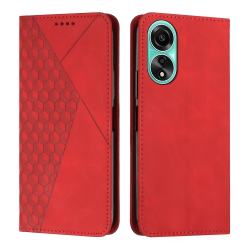 

For OPPO A78 4G Diamond Splicing Skin Feel Magnetic Leather Phone Case(Red)