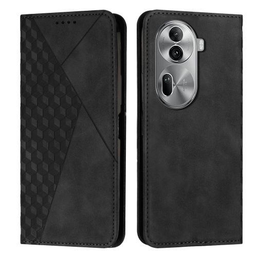 

For OPPO Reno11 Pro Global Diamond Splicing Skin Feel Magnetic Leather Phone Case(Black)