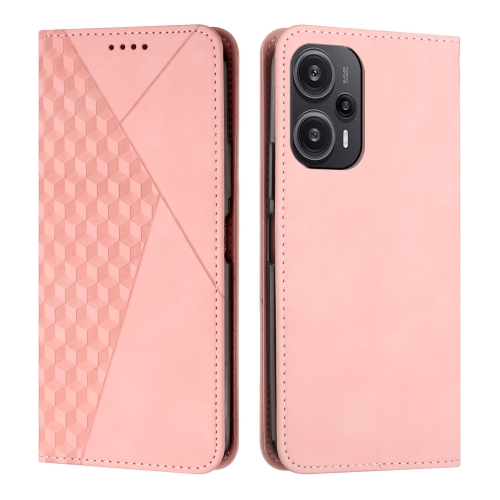 

For Xiaomi Redmi Note 12 Turbo/Poco F5 Diamond Splicing Skin Feel Magnetic Leather Phone Case(Rose Gold)