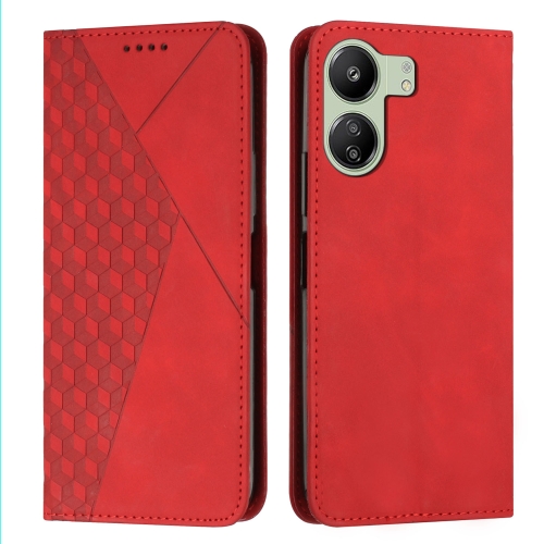

For Xiaomi Redmi 13C Diamond Splicing Skin Feel Magnetic Leather Phone Case(Red)