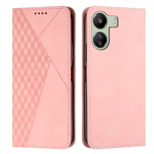 

For Xiaomi Redmi 13C Diamond Splicing Skin Feel Magnetic Leather Phone Case(Rose Gold)