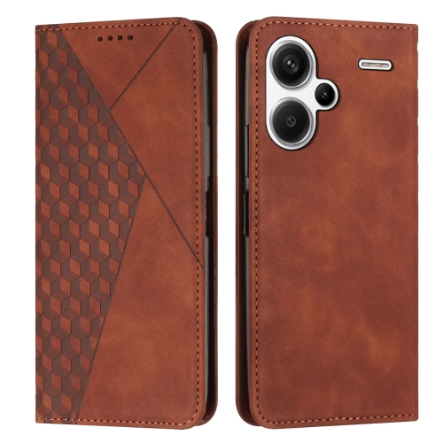 

For Xiaomi Redmi Note 13 pro+ Diamond Splicing Skin Feel Magnetic Leather Phone Case(Brown)