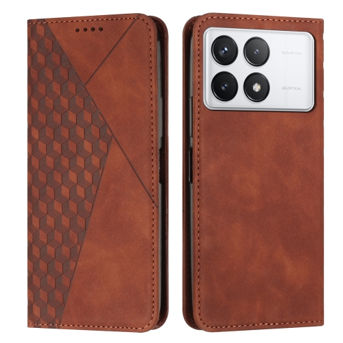 

For Xiaomi Redmi K70 / K70 Pro Diamond Splicing Skin Feel Magnetic Leather Phone Case(Brown)