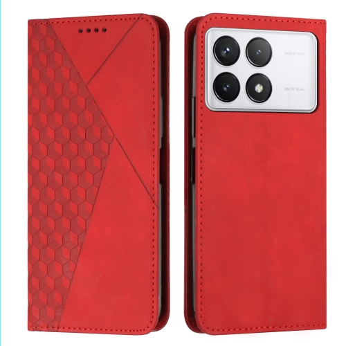 

For Xiaomi Redmi K70E Diamond Splicing Skin Feel Magnetic Leather Phone Case(Red)