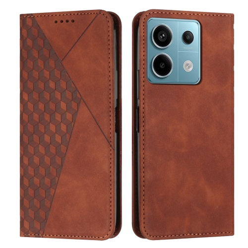 

For Xiaomi Redmi Note 13 Pro 4G Global Diamond Splicing Skin Feel Magnetic Leather Phone Case(Brown)