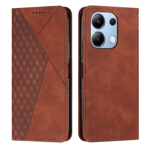 

For Xiaomi Redmi Note 13 4G Global Diamond Splicing Skin Feel Magnetic Leather Phone Case(Brown)