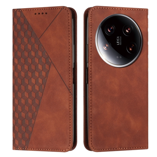 

For Xiaomi 14 Ultra Diamond Splicing Skin Feel Magnetic Leather Phone Case(Brown)