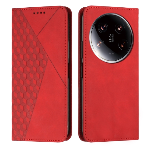 

For Xiaomi 14 Ultra Diamond Splicing Skin Feel Magnetic Leather Phone Case(Red)