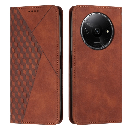 

For Xiaomi Redmi A3 Diamond Splicing Skin Feel Magnetic Leather Phone Case(Brown)