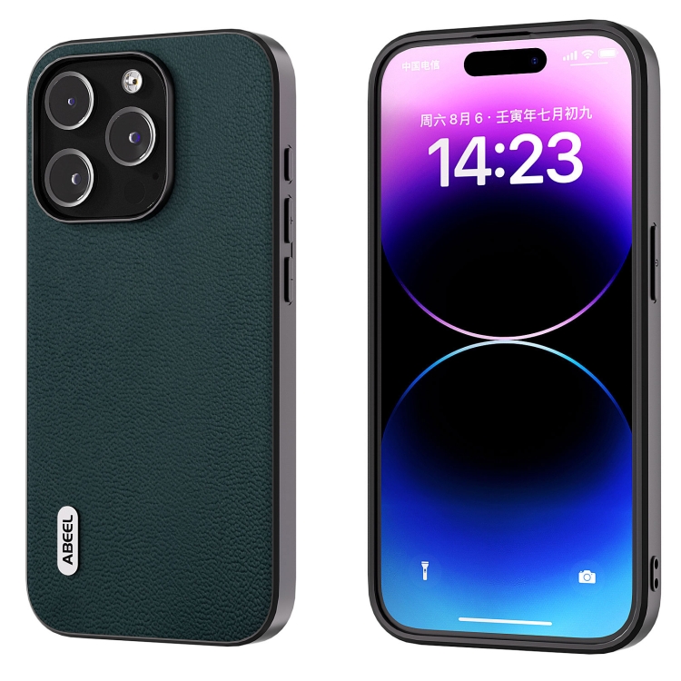 For iPhone 14 Pro Max ABEEL Genuine Leather Luolai Series Phone Case(Dark Green)
For iPhone 14 Pro Max ABEEL Genuine Leather Luolai Series Phone Case(Dark Green)