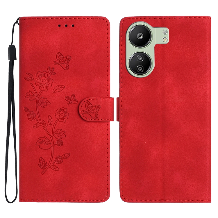 For Xiaomi Redmi 13C 4G Flower Butterfly Embossing Pattern Leather Phone Case(Red)
For Xiaomi Redmi 13C 4G Flower Butterfly Embossing Pattern Leather Phone Case(Red)