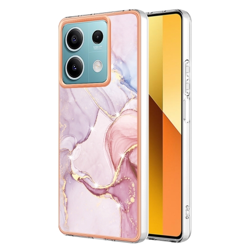 

For Xiaomi Redmi Note 13 5G Global Electroplating Marble Dual-side IMD Phone Case(Rose Gold 005)