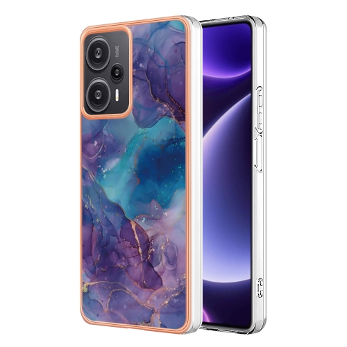 

For Xiaomi Poco F5 5G/Redmi Note 12 Turbo Electroplating Marble Dual-side IMD TPU Phone Case(Purple 016)