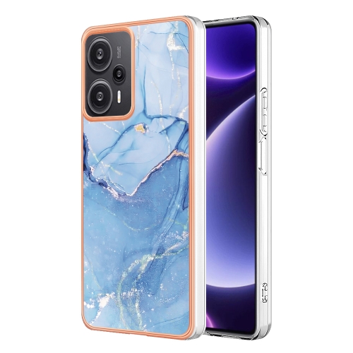 

For Xiaomi Poco F5 5G/Redmi Note 12 Turbo Electroplating Marble Dual-side IMD TPU Phone Case(Blue 018)