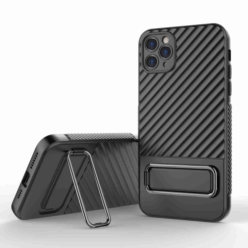 

For iPhone 11 Pro Max Wavy Textured Phone Case(Black)