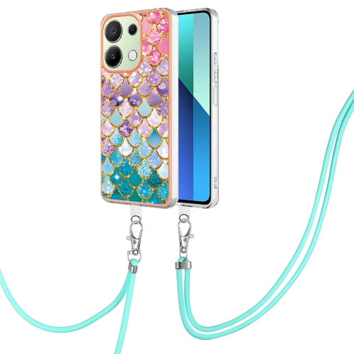 

For Xiaomi Redmi Note 13 4G Global Electroplating IMD TPU Phone Case with Lanyard(Colorful Scales)