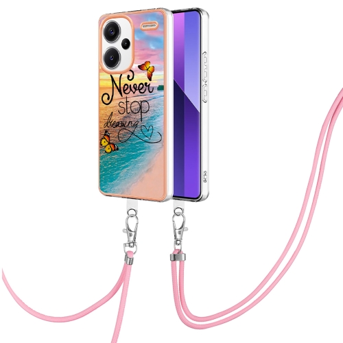 

For Xiaomi Redmi Note 13 Pro+ 5G Electroplating IMD TPU Phone Case with Lanyard(Dream Butterfly)