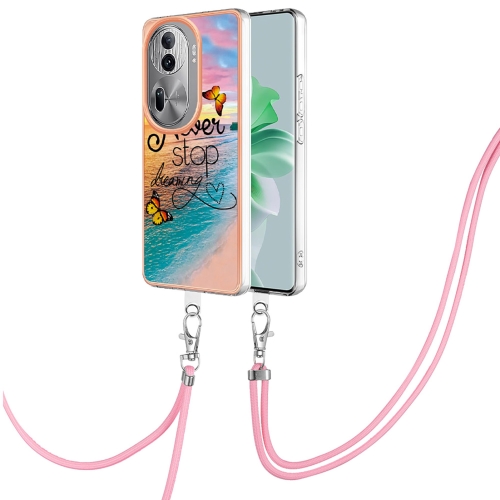 

For OPPO Reno11 Pro 5G Global Electroplating IMD TPU Phone Case with Lanyard(Dream Butterfly)