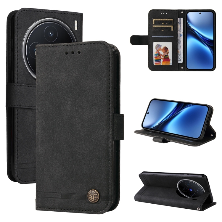 For vivo X200 Skin Feel Life Tree Metal Button Leather Phone Case(Black)
For vivo X200 Skin Feel Life Tree Metal Button Leather Phone Case(Black)