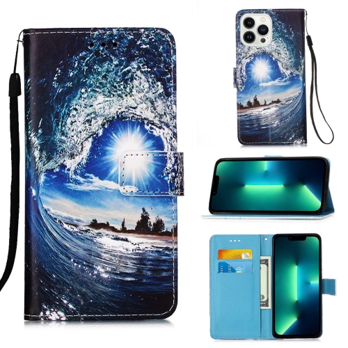For iPhone 15 Pro Colored Drawing Pattern Plain Weave Leather Phone Case(Waves And Sun)
For iPhone 15 Pro Colored Drawing Pattern Plain Weave Leather Phone Case(Waves And Sun)