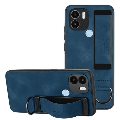 

For Xiaomi Redmi A1 Plus Wristband Holder Leather Back Phone Case(RoyalBlue)