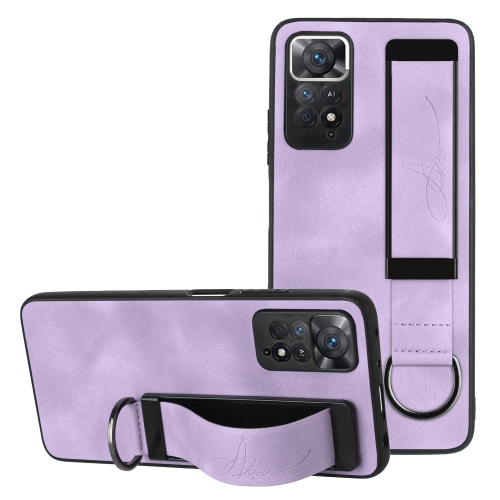 For Xiaomi Redmi Note 11 Wristband Holder Leather Back Phone Case(Purple)
For Xiaomi Redmi Note 11 Wristband Holder Leather Back Phone Case(Purple)