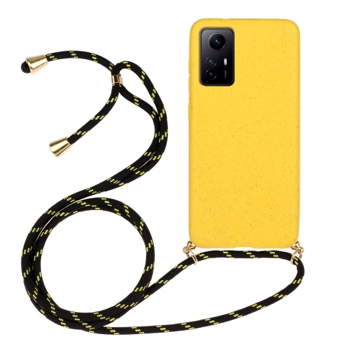 

For Xiaomi Redmi Note 12S Wheat Straw Material + TPU Phone Case with Lanyard(Yellow)
