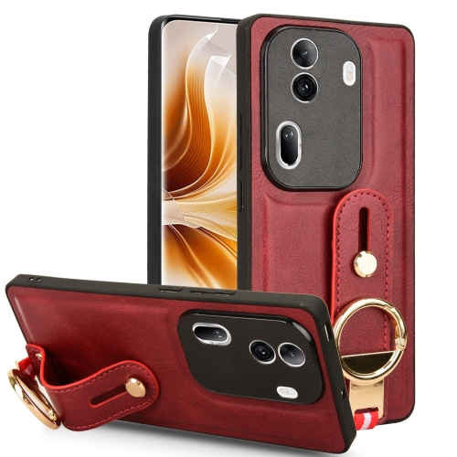 

For OPPO Reno11 Pro Wristband Leather Back Phone Case(Red)