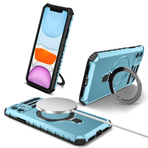 

For iPhone 11 MagSafe Magnetic Holder Phone Case(Light Blue)