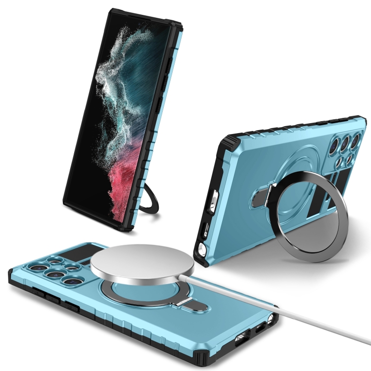 For Samsung Galaxy S22 Ultra 5G MagSafe Magnetic Holder Phone Case(Light Blue)
For Samsung Galaxy S22 Ultra 5G MagSafe Magnetic Holder Phone Case(Light Blue)