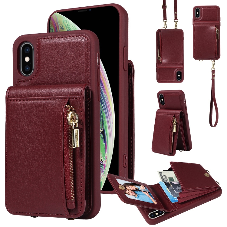 For iPhone XS Max Crossbody Lanyard Zipper Wallet Leather Phone Case(Wine Red)
For iPhone XS Max Crossbody Lanyard Zipper Wallet Leather Phone Case(Wine Red)