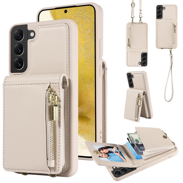 For Samsung Galaxy S22+ 5G Crossbody Lanyard Zipper Wallet Leather Phone Case(Beige)
For Samsung Galaxy S22+ 5G Crossbody Lanyard Zipper Wallet Leather Phone Case(Beige)