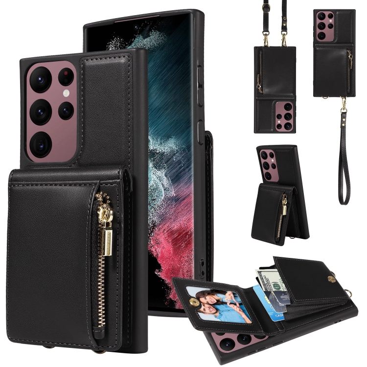 For Samsung Galaxy S22 Ultra 5G Crossbody Lanyard Zipper Wallet Leather Phone Case(Black)
For Samsung Galaxy S22 Ultra 5G Crossbody Lanyard Zipper Wallet Leather Phone Case(Black)