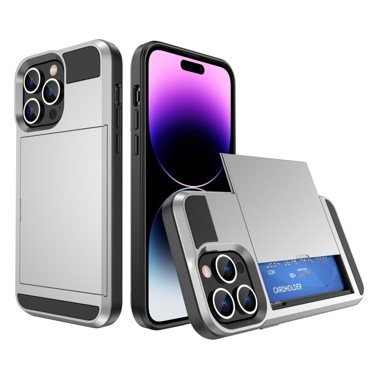 For iPhone 14 Pro Max Multifunction Armor Slide Card Slot Phone Case(Silver)
For iPhone 14 Pro Max Multifunction Armor Slide Card Slot Phone Case(Silver)