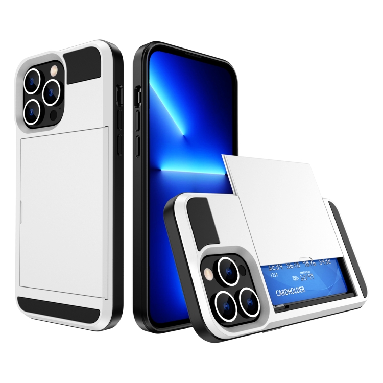 For iPhone 13 Pro Max Multifunction Armor Slide Card Slot Phone Case(White)
For iPhone 13 Pro Max Multifunction Armor Slide Card Slot Phone Case(White)
