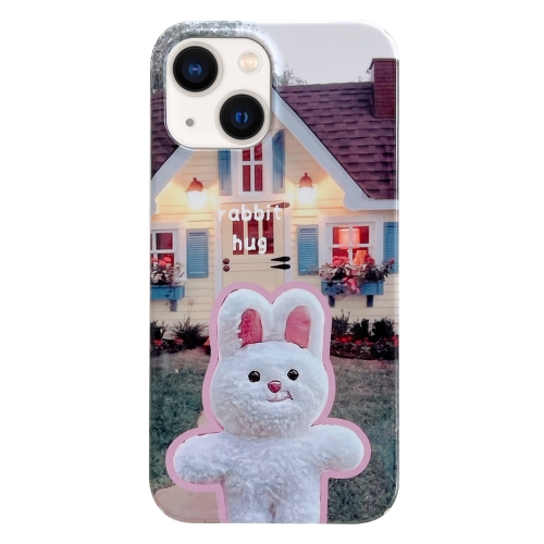 

For iPhone 14 Plus Painted Pattern PC Phone Case(Bunny Hug)