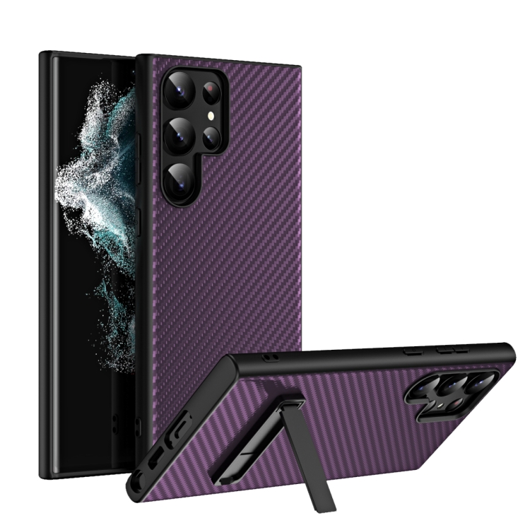 For Samsung Galaxy S23 Ultra Carbon Fiber Texture Glass Panel Protective Phone Case with Holder(Purple)
For Samsung Galaxy S23 Ultra Carbon Fiber Texture Glass Panel Protective Phone Case with Holder(Purple)
