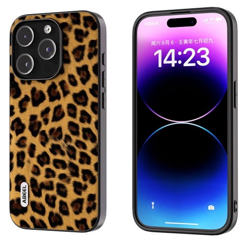 

For iPhone 14 Pro Max ABEEL Black Edge Leopard Phone Case(Golden Leopard)