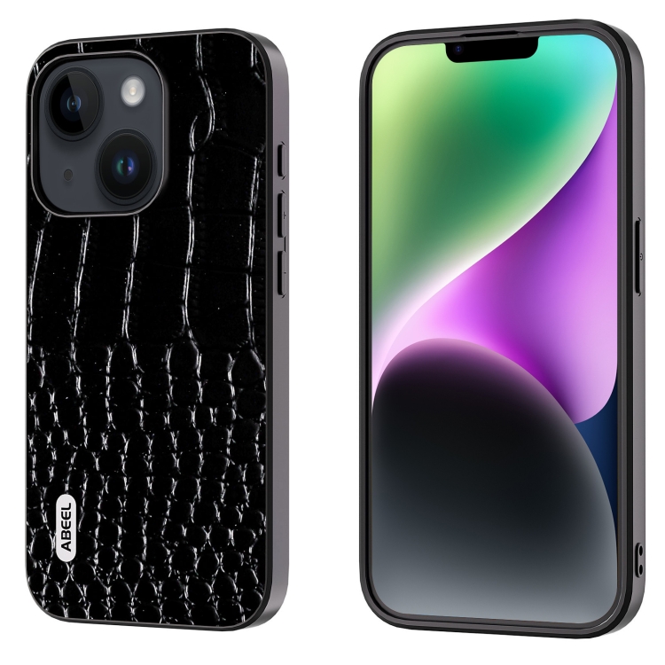 For iPhone 15 Plus ABEEL Genuine Leather Crocodile Pattern Black Edge Phone Case(Black)
For iPhone 15 Plus ABEEL Genuine Leather Crocodile Pattern Black Edge Phone Case(Black)