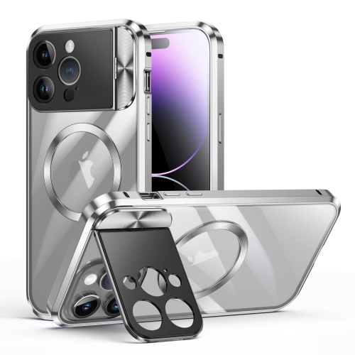 For iPhone 14 Pro Max Large Window Holder MagSafe Magnetic Metal Phone Case(Silver)
For iPhone 14 Pro Max Large Window Holder MagSafe Magnetic Metal Phone Case(Silver)