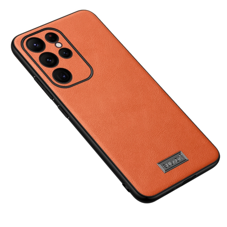 For Samsung Galaxy S23 Ultra 5G SULADA Shockproof TPU + Handmade Leather Phone Case(Orange) 
For Samsung Galaxy S23 Ultra 5G SULADA Shockproof TPU + Handmade Leather Phone Case(Orange)