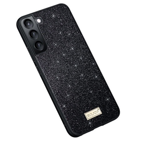

For Samsung Galaxy S23 5G SULADA Glittery TPU + Handmade Leather Phone Case(Black)