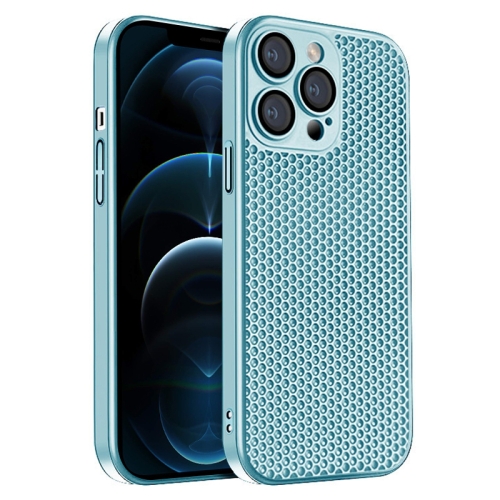 

For iPhone 12 Pro Max Honeycomb Radiating PC Phone Case(Sky Blue)