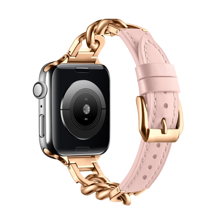 For Apple Watch SE 2023 44mm Chain Genuine Leather Watch Band, Size: L(Rose Gold Pink)
For Apple Watch SE 2023 44mm Chain Genuine Leather Watch Band, Size: L(Rose Gold Pink)