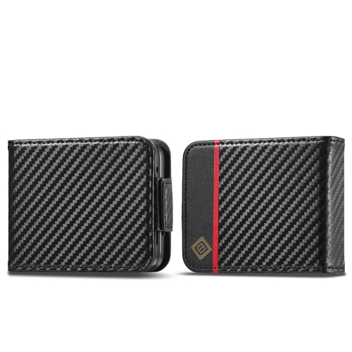 

For Samsung Galaxy Z Flip5 LC.IMEEKE Carbon Fiber Leather Phone Case(Vertical Black)